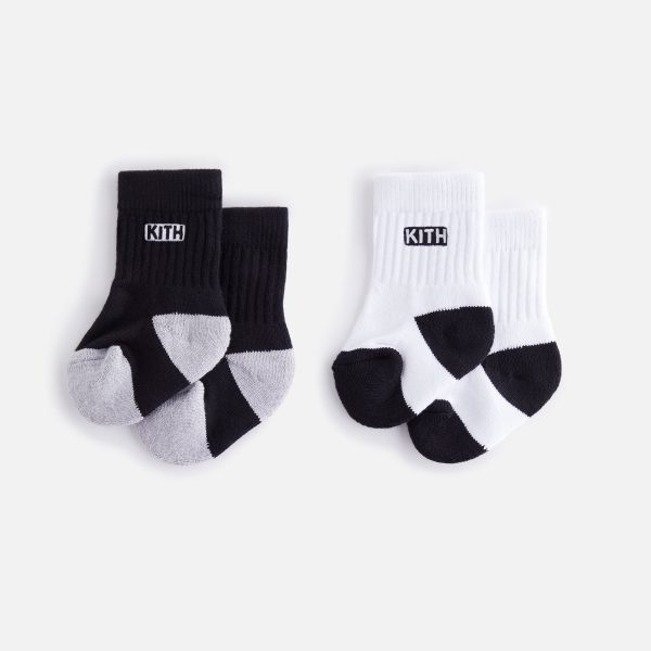 Kith Baby Classic Crew 2-Pack Socks - White   Black on Sale