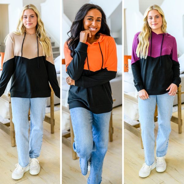 Hazel Blues® |  Tara Color Block Hoodie in Three Colors Cheap